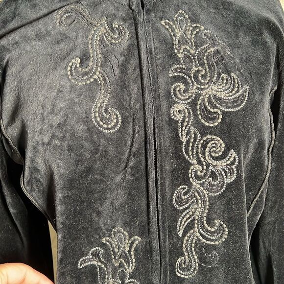 🔥 Vintage Hot Cotton Velour Zip-Up Jacket – Embroidered Detail – Size M - Picture 2 of 8